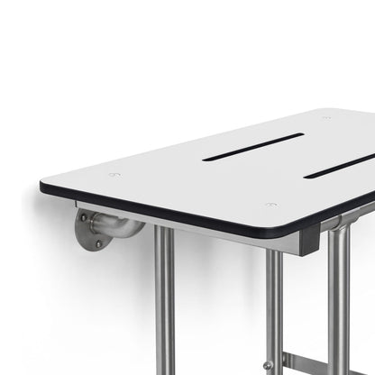 Seachrome 18 inch Wall-Mount Folding Shower Bench Seat with Legs, White