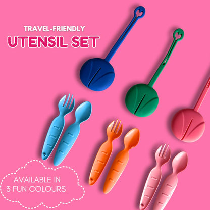 Toddler Travel Utensils with Case – BPA-Free Spoon & Fork Set for Kids, Portable Lunchbox Cutlery for Daycare, School & On-the-Go (Dishwasher Safe)
