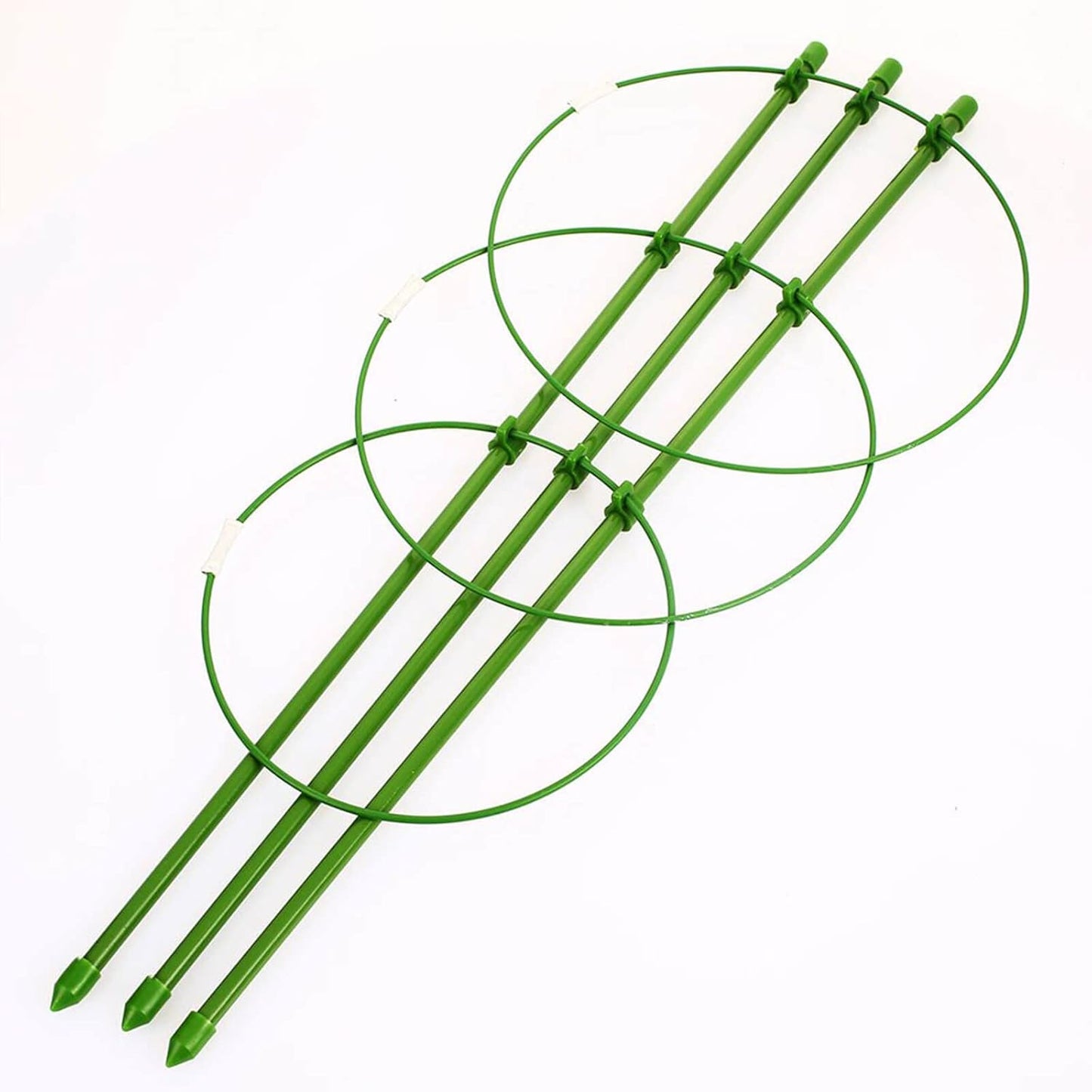 Orgrimmar 17.7" Balcony(Pack 2) Vine Trellis Support Flowers Plants Cage Triple Plastic Pillar with Iron Rings Vine