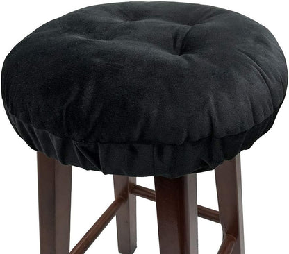13 Inch Augld Bar Stool Cushion Soft Velvet Padded Round Stool Cover Velvet Black