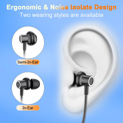 AIYIBEN Neckband Bluetooth Headphone with LED Power, Neckband Headphones 100 Hours Playtime, in-Ear Bluetooth Headphone with Microphone for Running and Exercising in The Gym (Y10)