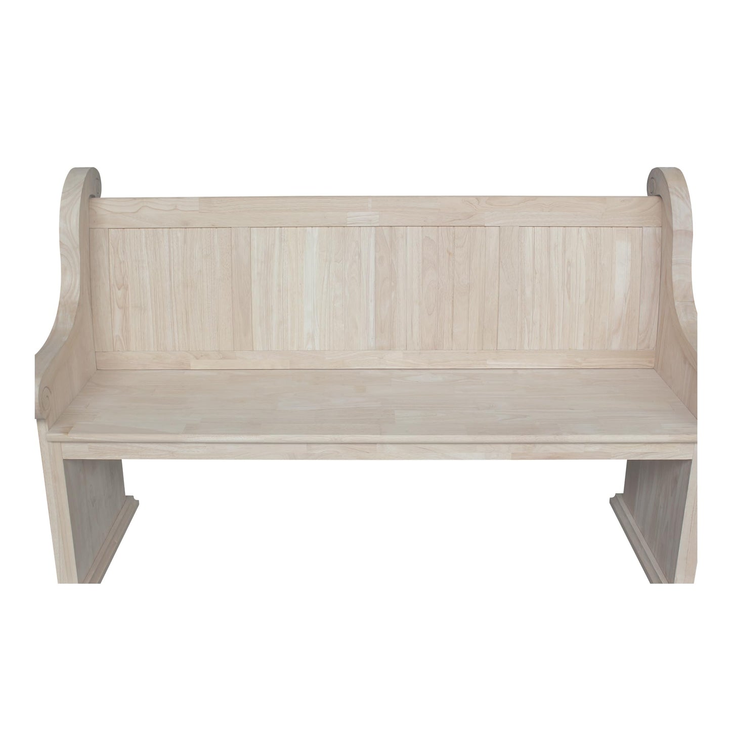 IC International Concepts, Sanctuary Bench, Solid Real Wood, Sturdy Parawood, Entryway/Dining/Living, Spacious Dimensions 58" W x 17.7" D x 18" H, 450 LBS Capacity, Paint/Stain Ready, Unfinished