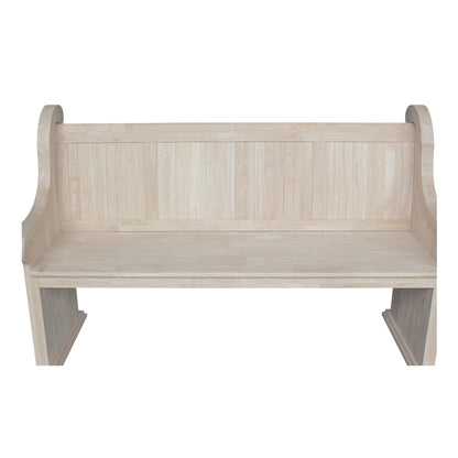 IC International Concepts, Sanctuary Bench, Solid Real Wood, Sturdy Parawood, Entryway/Dining/Living, Spacious Dimensions 58" W x 17.7" D x 18" H, 450 LBS Capacity, Paint/Stain Ready, Unfinished