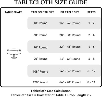 Softalker Round Tablecloth, Waterproof & Stain Resistant, 60 inch, Black