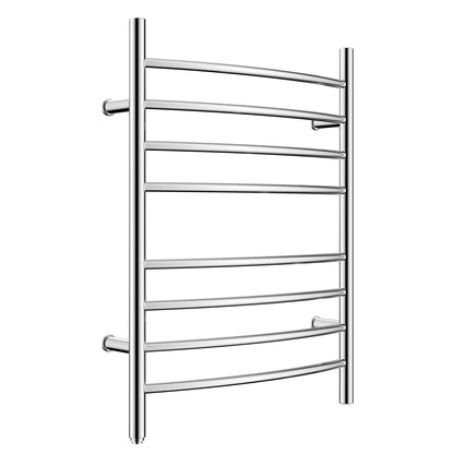 HEATGENE Towel Warmer 8 Bar Plug-in Curved Bath Towel Heater Towel Warmer for Bathroom Plug-in Drying Rack Brushed