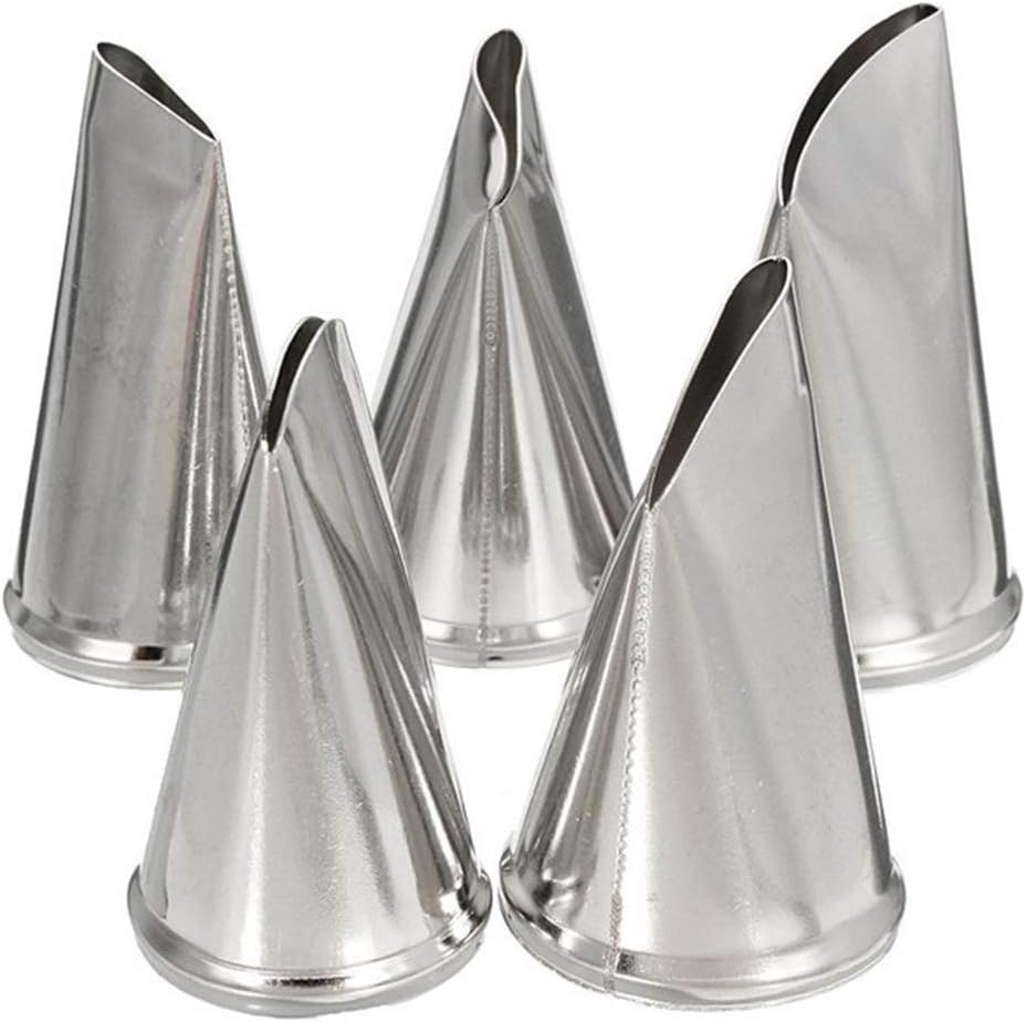 BeeSpring 5 pcs Petal Piping Nozzles, Stainless Steel Cake Decorating Tips for Rose Flower Pastry DIY Tools