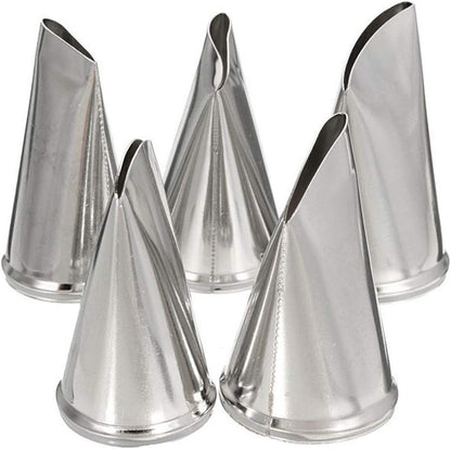 BeeSpring 5 pcs Petal Piping Nozzles, Stainless Steel Cake Decorating Tips for Rose Flower Pastry DIY Tools