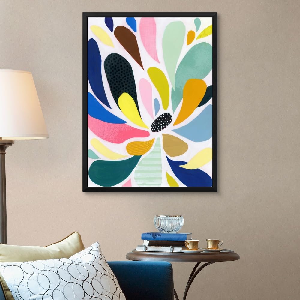 Abstract Petals I Black Float Frame Canvas Art, Floral Artwork