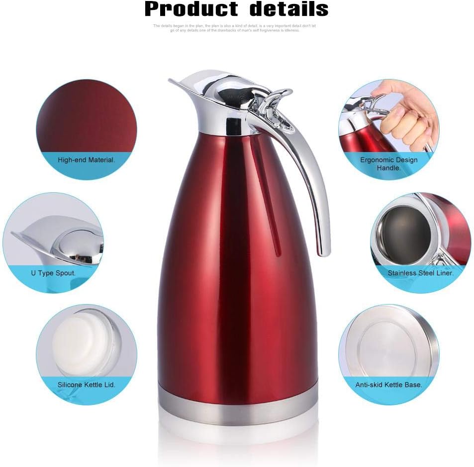 Stainless Steel Coffee Pot, Practical Tea Pot with Comfortable Plastic Handle for Serving Coffee, Tea, Hot Chocolate