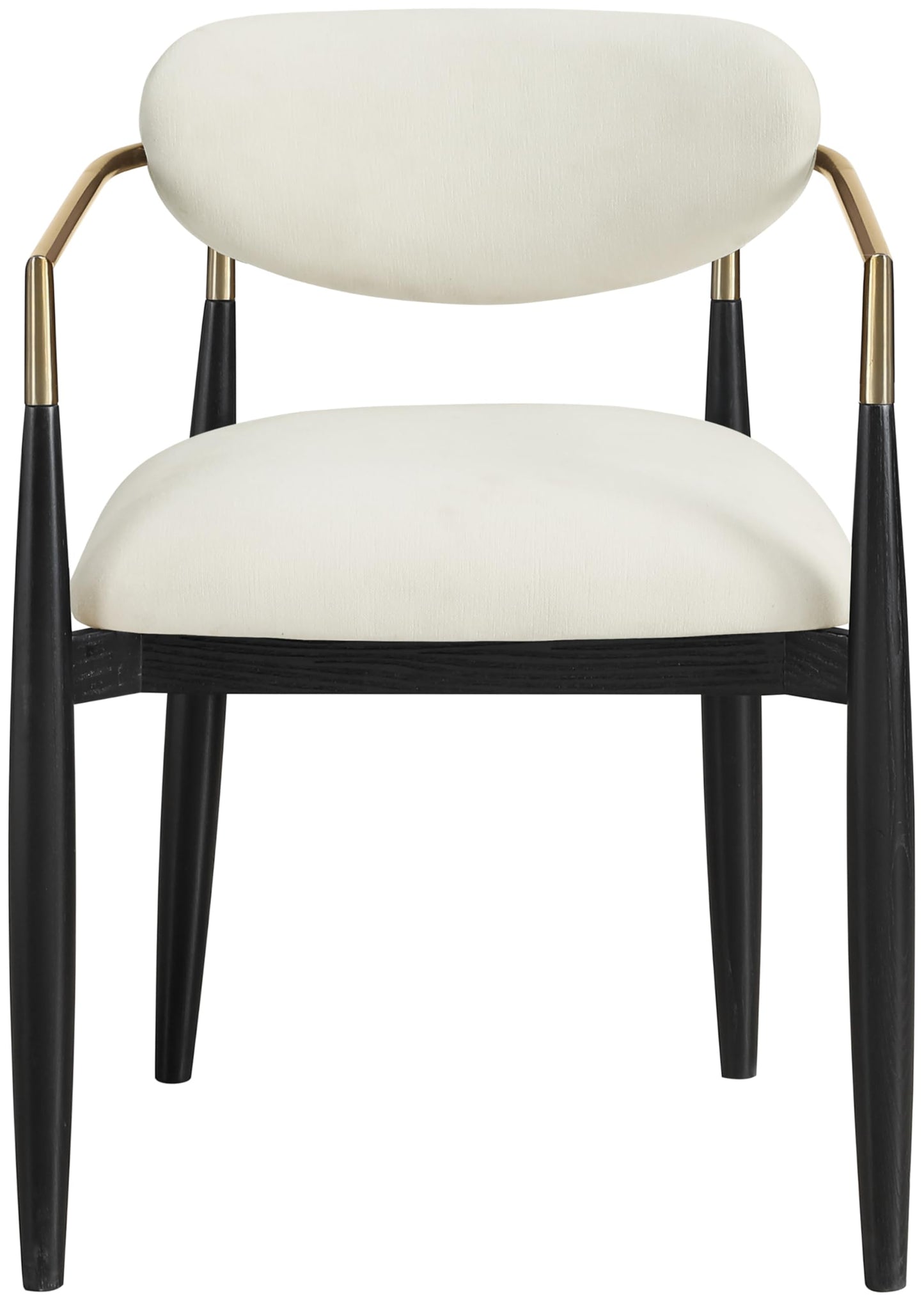 Meridian Furniture 11022Beige-AC Riccio Collection Modern | Contemporary Dining Arm Chair with Beige Performance Polyester, Ash Wood, Iron, 21.5" W x 21.5" D x 29.5" H, Beige, Set of 2