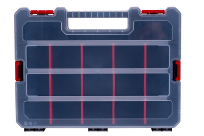 2-Pack Small Parts Organizer Box – Stackable Hardware Storage Organizer Case with 20 Compartments & Dividers – Screw, Nut, Bolt, Drill Bit Organizer for Garage, Workshop, Crafts
