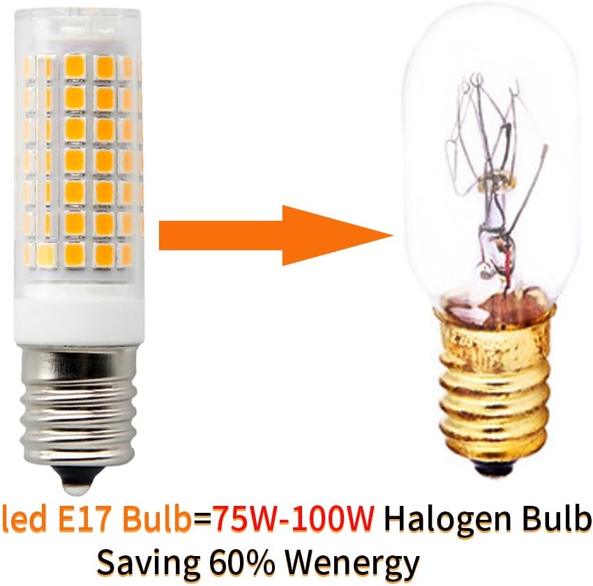 Microwave Oven Stovetop Light, 7W E17 Appliance Light, Range Hood Light Bulb, 2-Pack (Warm White)