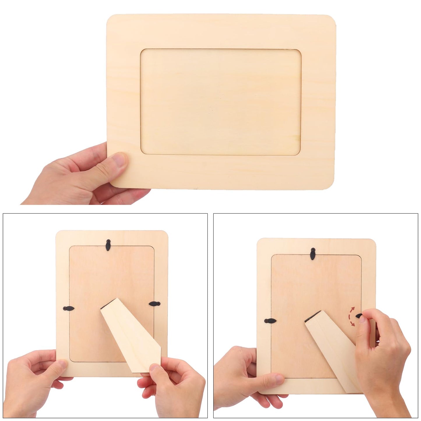 kukmakri 30 PCS Unfinished Wooden Picture Frames Set with 4.72 x 6.81 inch Photos, Wooden Frames for Crafts, Standing Postcard & Photos Picture Frame Set –Suitable for Crafts DIY, Souvenir Decoration