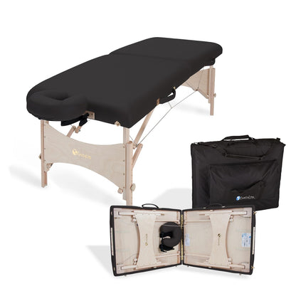 EarthLite Harmony DX Portable Massage Table Package, Includes Table + Face Cradle + Carrying Case, 30" x 73, Black