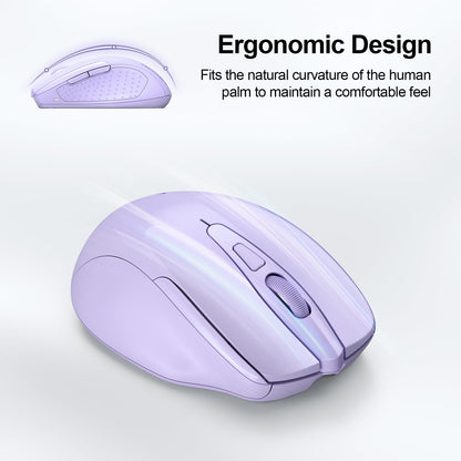 TECKNET Wireless Mouse (BT5.0/3.0 & 2.4G) Rechargeable 4800 DPI Silent USB A & Bluetooth Mouse 6 Buttons, Wide Compatibility - Grey
