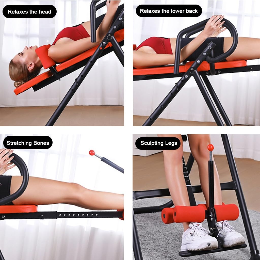 MAgiLL Heavy Duty Inversion Table 330 lbs Capacity with Adjustable Protective Belt Inversion Table for Back Pain Relief Updated