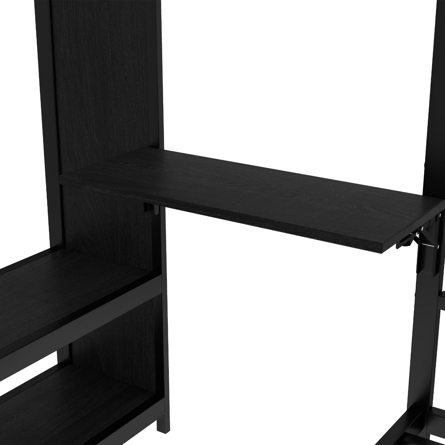Bellemave Twin/Twin XL Over Twin XL bunk Bed with Foldable Desk and Wardrobe and Twin Trundle, loft Bed with Desk and Desk, Metal Bunk Beds with Storage, Black