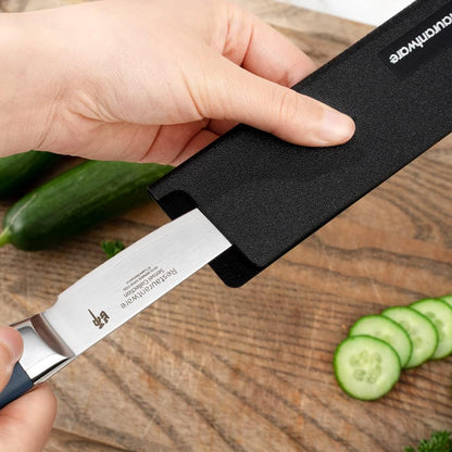 Restaurantware Sensei Knife Sleeve 6.5 x 2 Inch - 1 Knife Protector with Felt Lining, Black Plastic Blade Guard
