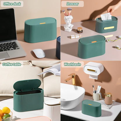 GILIF Mini Desktop Trash Can with Lid, Tiny Press Type Garbage Can with 90pcs Trash Bags for Countertop Waste