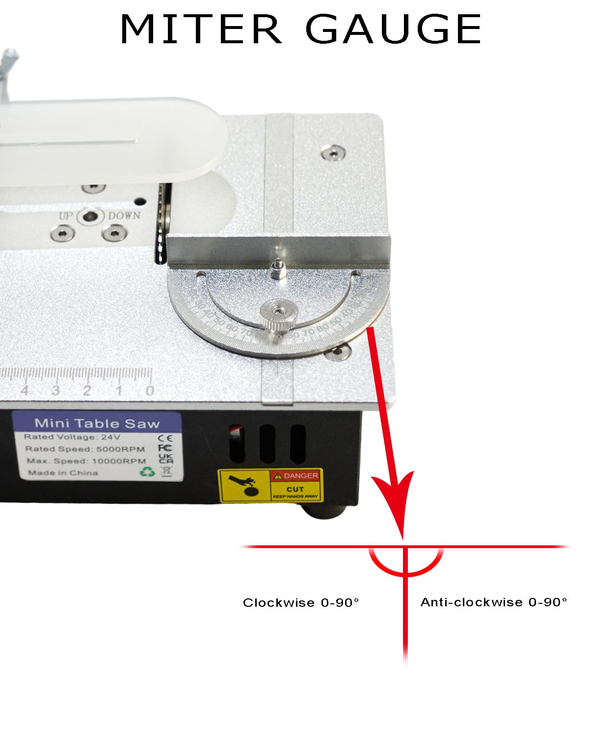 Mini Table Saw, RTOVZON 96W Mini Desktop Electric Saw Cutter 7.1"x5.5", Cut Thickness Adjustable Precision Craft Table Saw with Speed & Angle Adjust 4* Blades, Available for Wood/PCB/Acrylic/Plastic