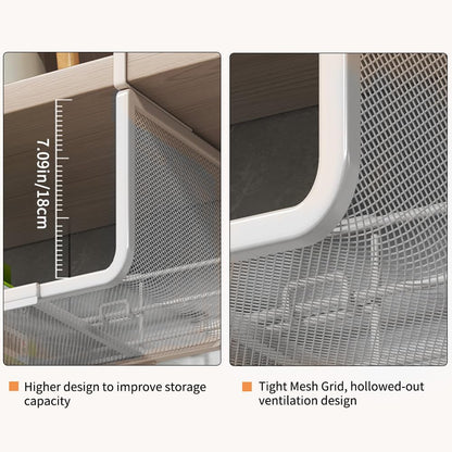 Janebert Expandable Under Shelf Basket Organizer, Under Shelf Storage, Hanging Baskets Under Cabinet for Pantry Kitchen Cupboard Desk Counter Bookshelf Space Saver Heavy Duty Slide-in (white, 1 Pack)