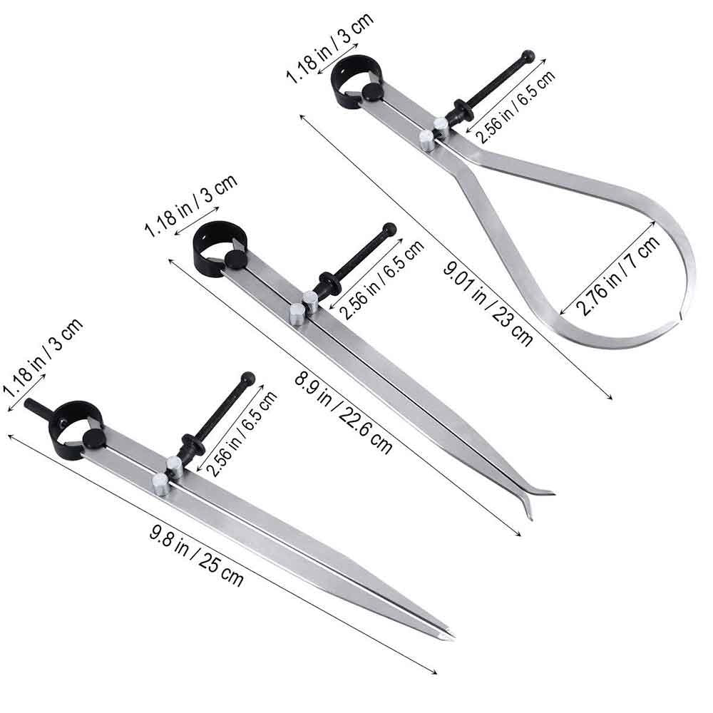 Big Horn 19053C 3 Pieces 8-Inch Spring Caliper / Divider Set