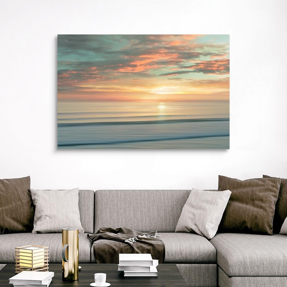 CANVAS ON DEMAND Beach Sunrise Canvas Wall Art Print by Alex Hanson, Contemporary, Home Decor, Ocean Artwork,60" x40in