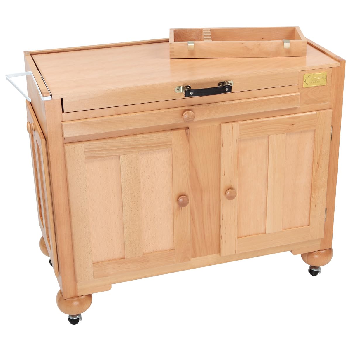Creative Mark Todd Reifers Signature Artist Workstation - Crafting Table with Storage Cabinet, 38x32x18 Inches - Large Art Desk with Storage for Adults, Finished Beech Wood