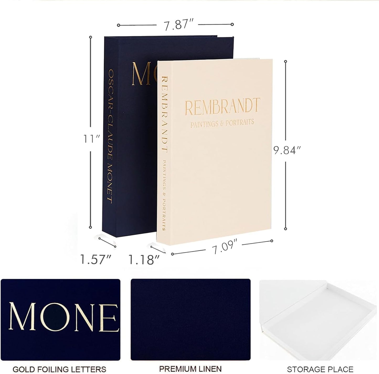Vomktvcsr -Set 2 Decorative Books of Linen Covered Boxes Enhance Your Coffee Table,Bookshelf Decors,Aesthetic Fake/Faux