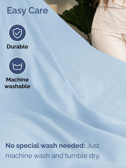 Skiennix Extra Deep Full Sheet Set - 6-Piece Breathable Cooling Bedding - Soft, Wrinkle-Free Light Blue