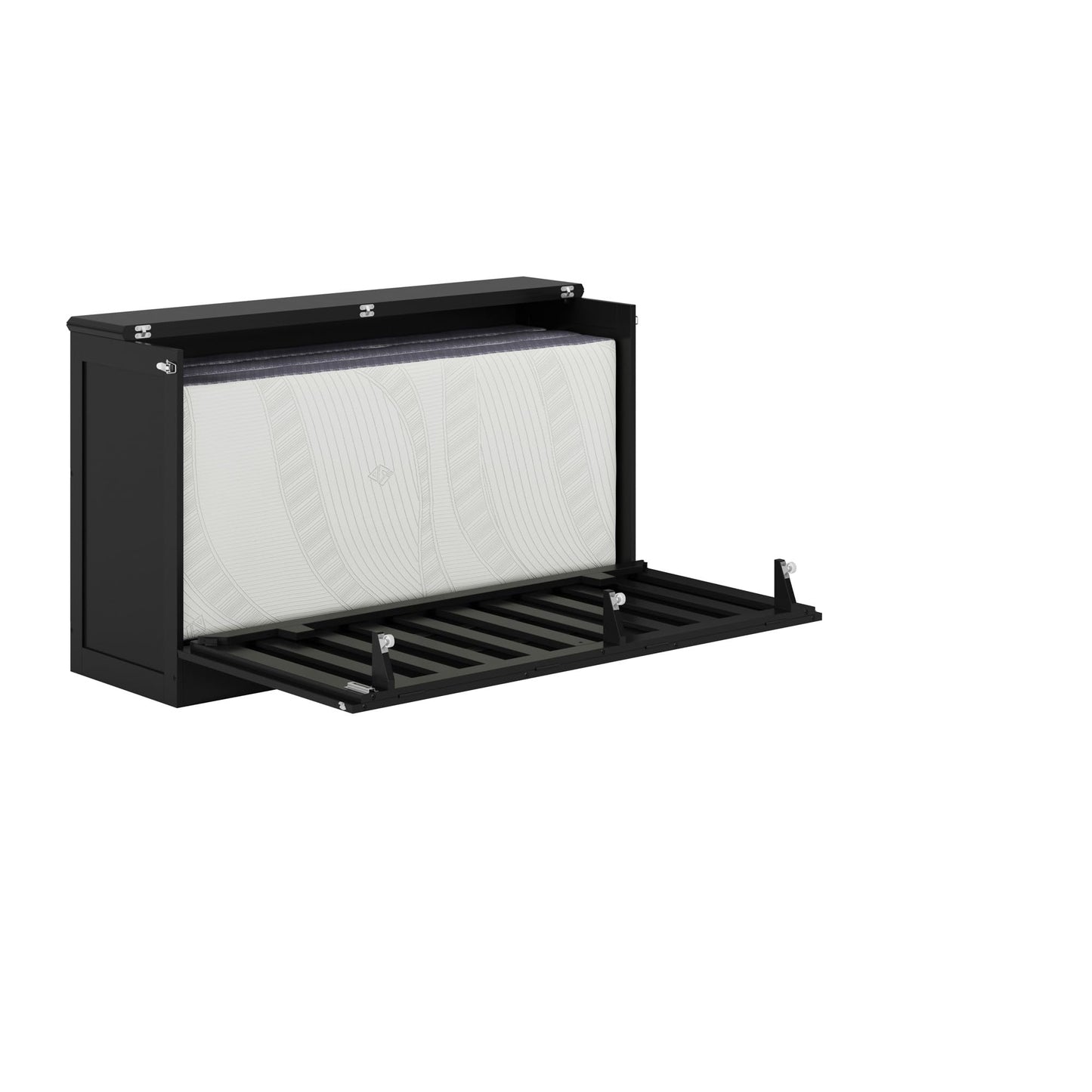 AFI, Charleston Queen Wood Murphy Bed Chest with 6" Mattress, Black