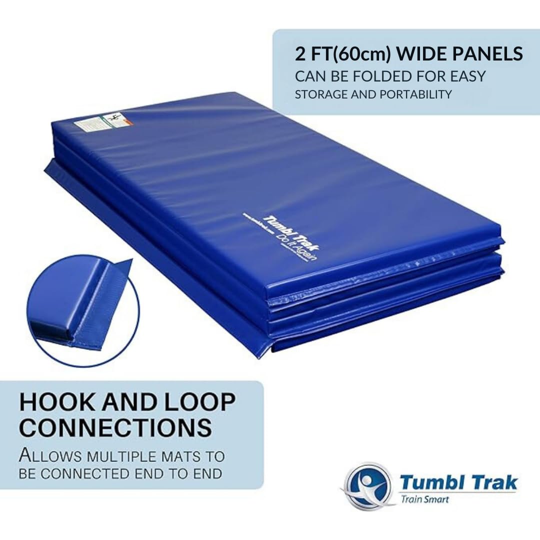 Tumbl Trak Gymnastics Folding Tumbling Panel Mat, 5ft x 10ft x 1-3/8in, Royal Blue