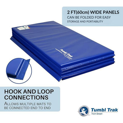Tumbl Trak Gymnastics Folding Tumbling Panel Mat, 5ft x 10ft x 1-3/8in, Royal Blue
