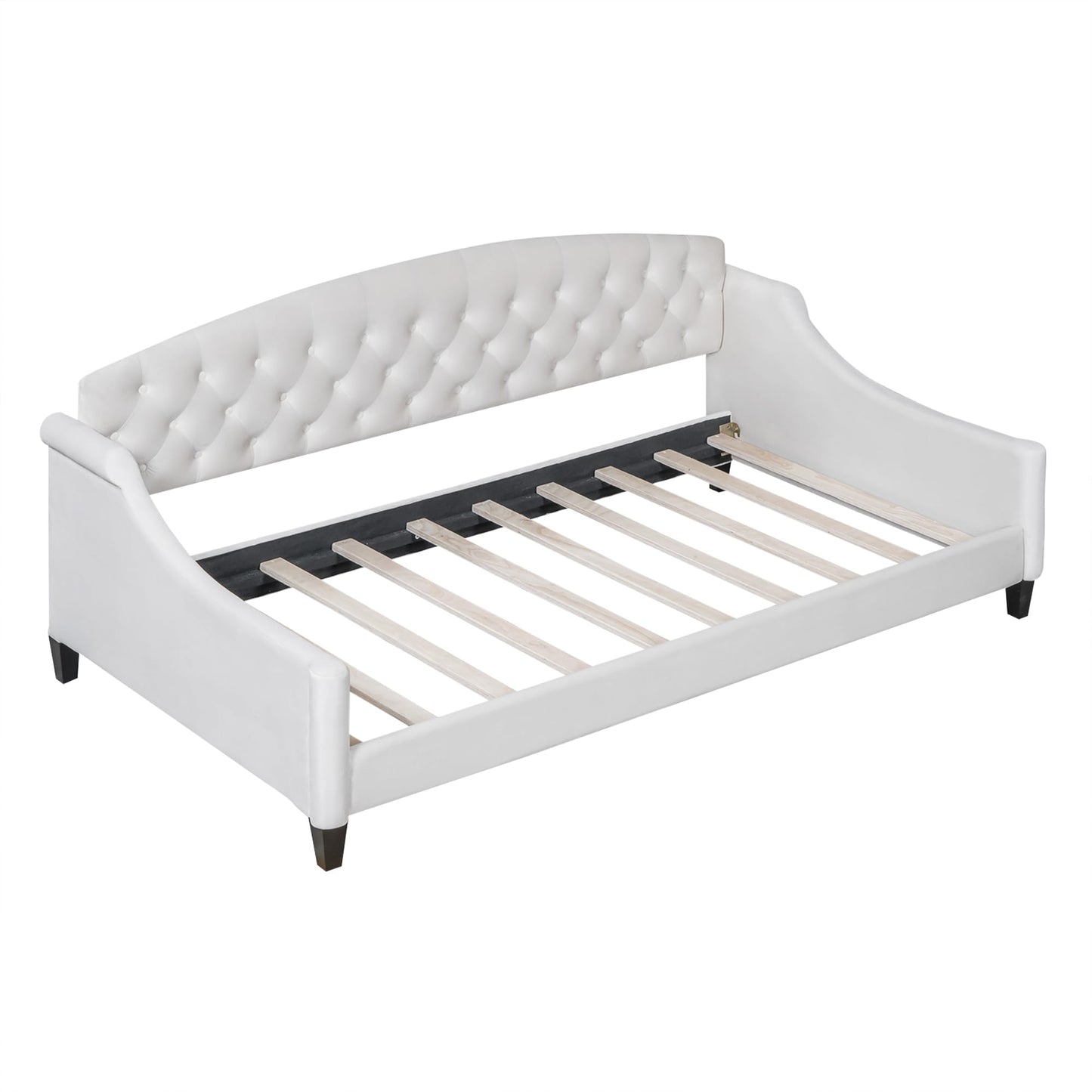 Merax Twin Size Modern Luxury Tufted Button Daybed, Upholstered Twin Daybed Frame, Sofa Bed for Bedroom, Living Room, Twin, Beige