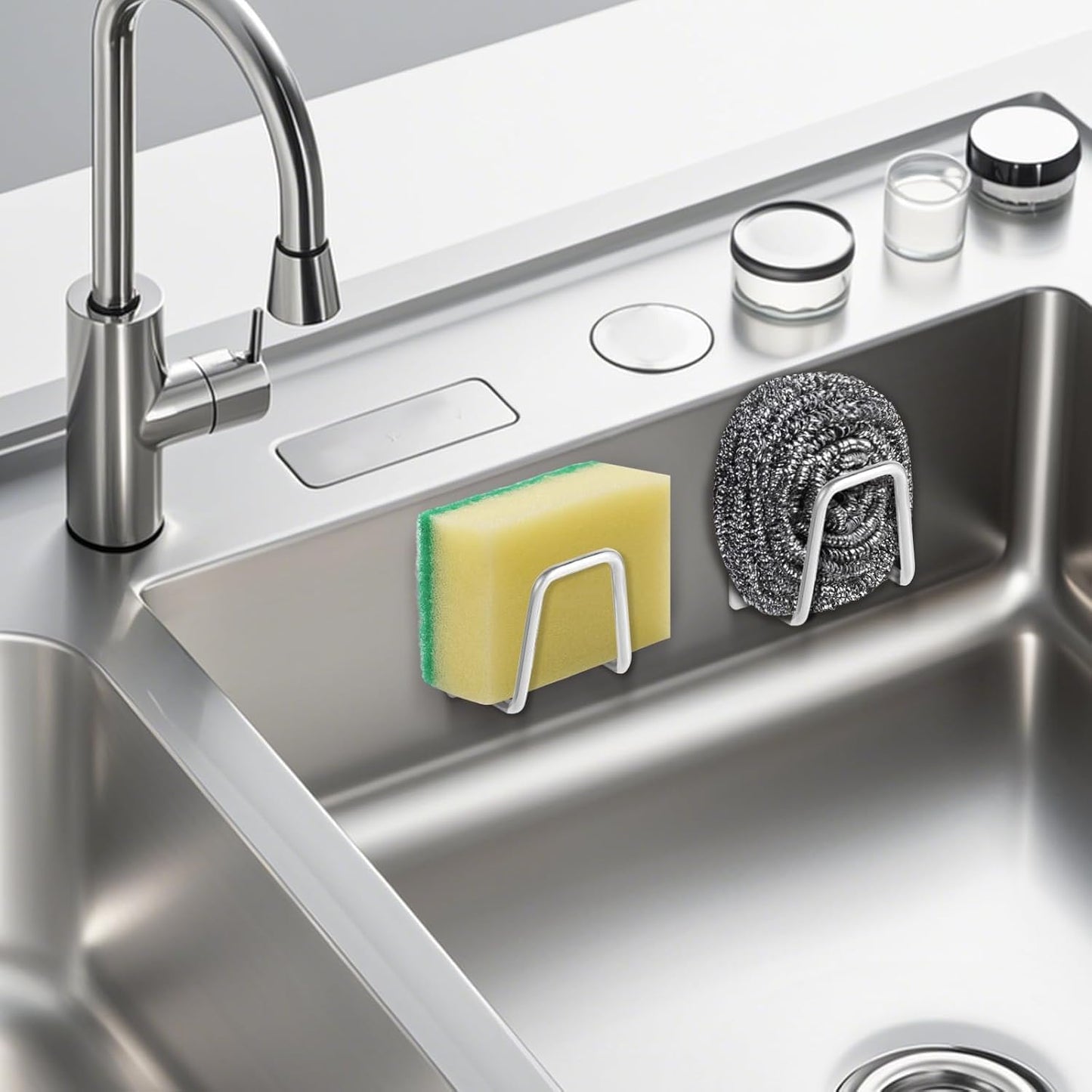 Everlling Sink,1 Magnetic Sponge Holder for Kitchen Pcs Strong Magnetic Stainless Steel Rack Stand, Kitchen