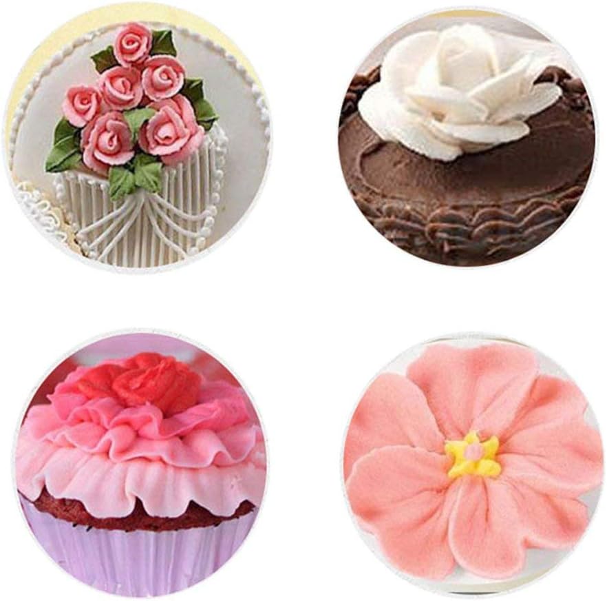 BeeSpring 5 pcs Petal Piping Nozzles, Stainless Steel Cake Decorating Tips for Rose Flower Pastry DIY Tools