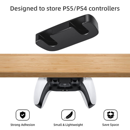 Mcbazel Under Desk Mount for PS5/PS4 Controller, PlayStation 5/PlayStation 4 Controller Holder, No Drill Adhesive Tape Table Stand, ABS Material, 2 Pack (Not for PS5 Slim/PS5 Pro)