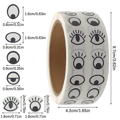 4000 pcs Eye Stickers, DaKuan 2 Models Eyeball Stickers, Eyes for Crafts, Sticker Eyes, for Handmade DIY, Crafts and Decorations (Black and White and Colour)