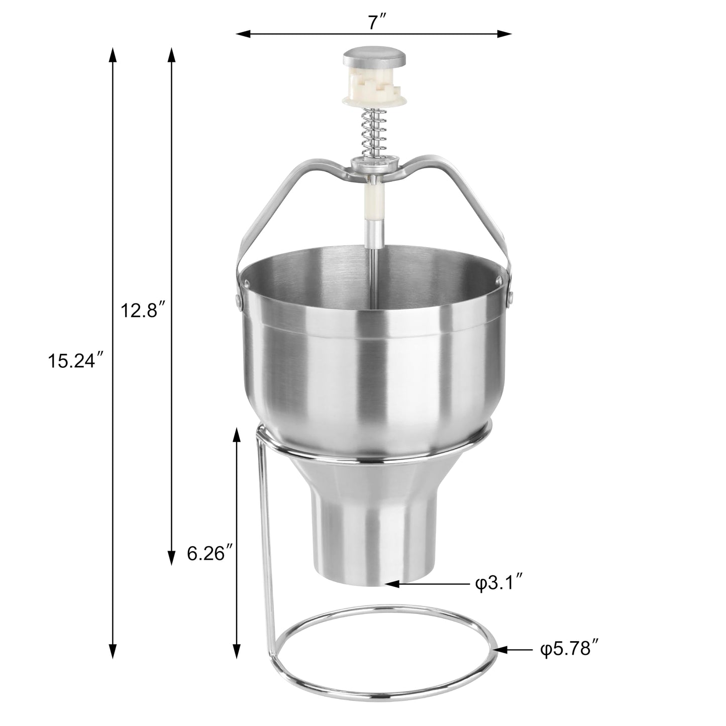 New Star Foodservice Pancake Batter Dispenser with Stand, Commercial 18/8 Stainless Steel Batter Dispenser for Pancakes, Waffles, Portion Control, Silver