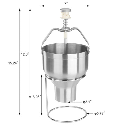 New Star Foodservice Pancake Batter Dispenser with Stand, Commercial 18/8 Stainless Steel Batter Dispenser for Pancakes, Waffles, Portion Control, Silver
