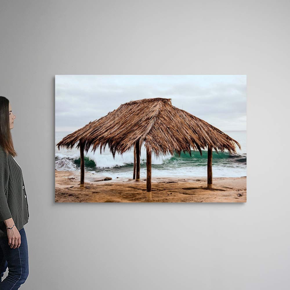 CANVAS ON DEMAND Surf Shack At Windansea Beach, La Jolla, California Canvas Wall Art Print by Circle Capture, Home Decor, United States Artwork,60" x40in