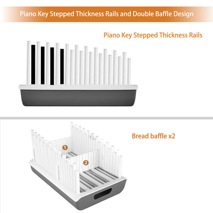 YONGAIJIA Bread Slicer Guide for Homemade Bread with 304 Stainless Steel Sheet and Storage Tray、3-Slice Thickness，Adjustable Width for Cake、Bagels、Toast.