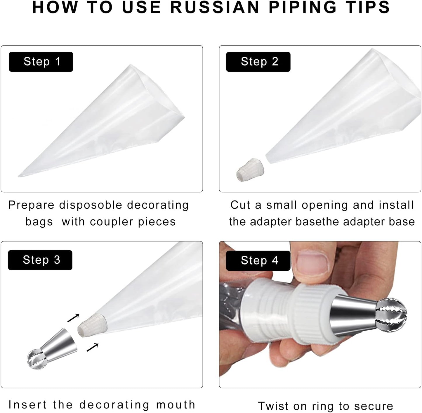 Hofumix Russian Piping Tips Cake Decorating Kit, 6pcs Buttercream DIY Baking Tools