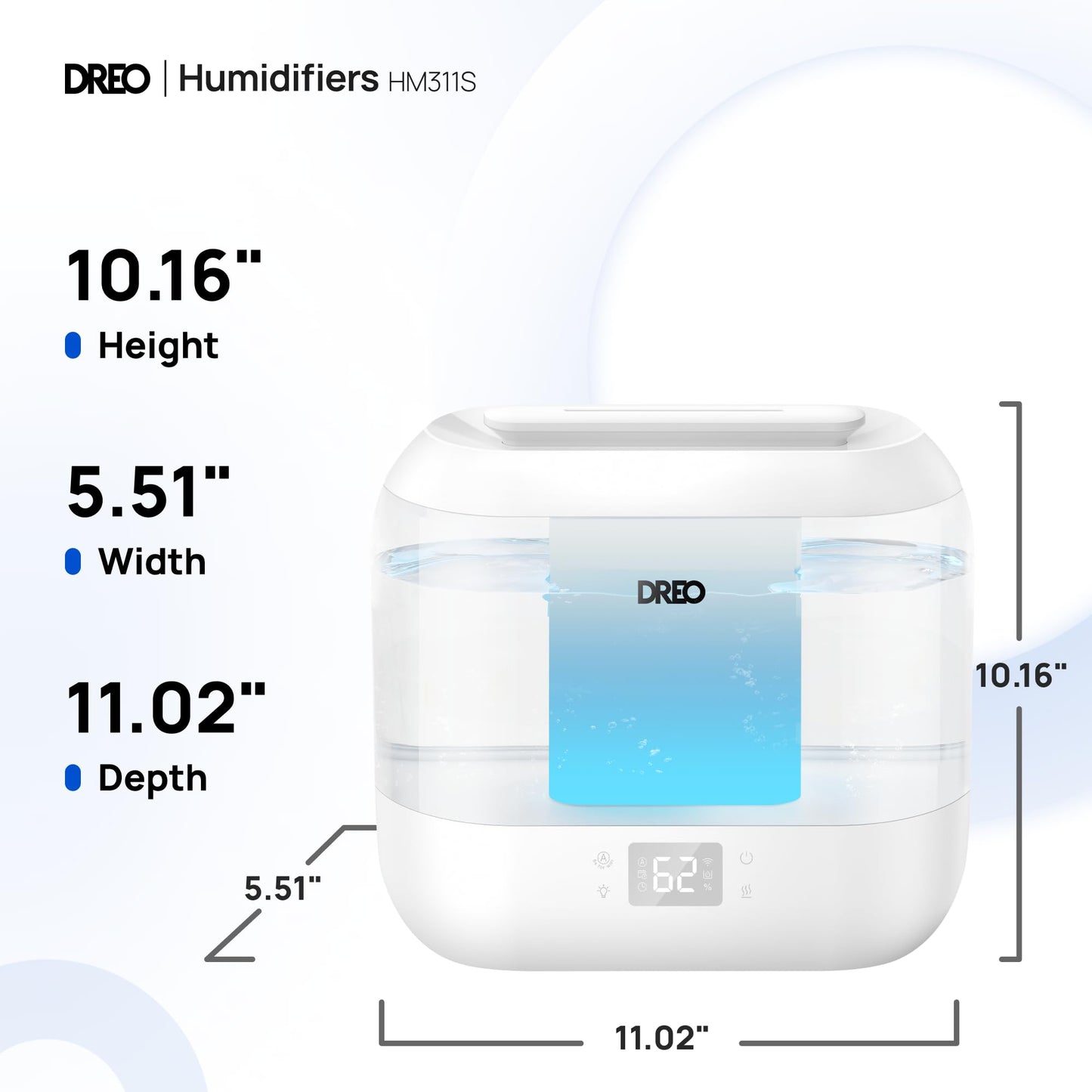 Dreo Smart Humidifiers for Bedroom, Top Fill 4L Supersized Humidifier Large Room with 28 dB, 36H Runtime, Touch/APP/Voice Control, Nightlight, Cool Mist Humidifiers for Baby, Plants, Indoor, Black
