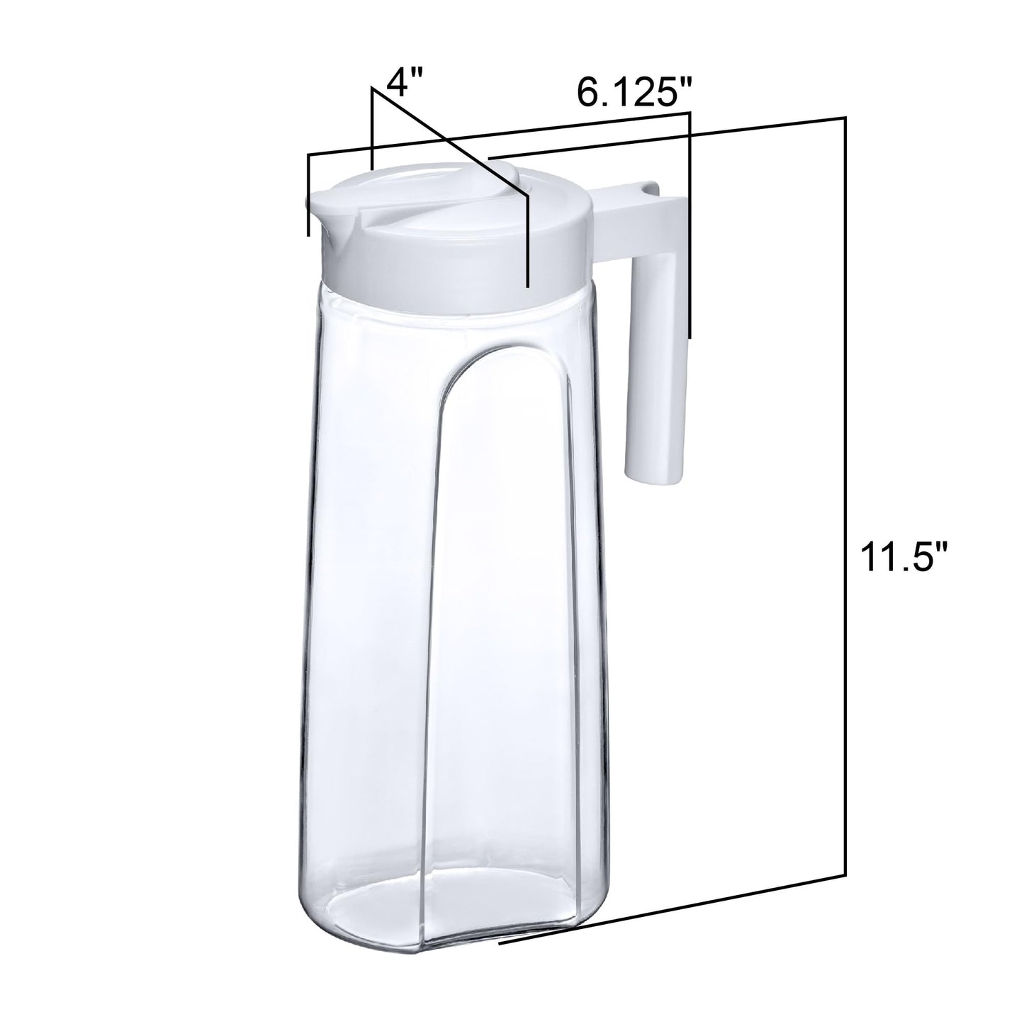 Amazing Abby - Slim - Tritan Pitcher (64 oz), Unbreakable Plastic Water Pitcher with Lid, BPA-Free, Heat-Resistant, Dishwasher-Safe, Great for Both Iced and Hot Drinks, Indoors and Outdoors, White