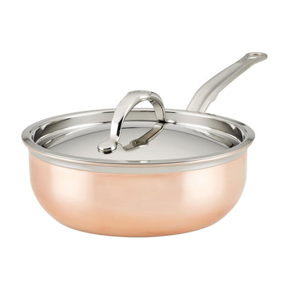 Hestan - CopperBond Collection - Copper Saucier Pan with Lid, Induction Cooktop Compatible, 2-Quart