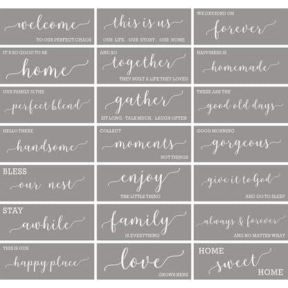 Large Farmhouse Stencils for Painting on Wood - 21 Pack Family Inspirational Words Quotes Saying Sign Stencil Templates, Welcome Home Love and More, Reusable Letter Stencils for Walls and Crafts