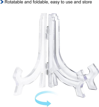 uxcell 2pcs 4.3" Easel Plate Holder, Plastic Folding Display Stand for Decorative Picture Frame