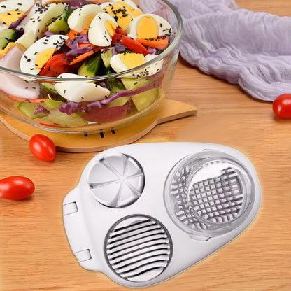 3 in 1 Boiled Egg Slicer, Manual Egg Slicer for Hard Boiled Eggs, 3 Slice Modes Chopper Cutter Stainless Steel Dicer, Kitchen Gadget for Butter Strawberry Tomato, Labor Saving