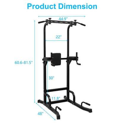 Power Tower Pull Up Bar Dip Station for Strength Training, Multi-Handle Design, Adjustable Height, Home Gym Fitness